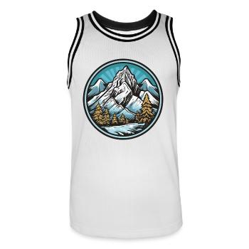 Berge - Männer Basketball-Trikot - Weiß/Schwarz - Vorne - AI Model Male 185 dark (185cm)