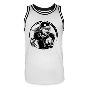 American Football Frau Silhouette - Männer Basketball-Trikot - Weiß/Schwarz - Vorne - AI Model Male 185 dark (185cm)