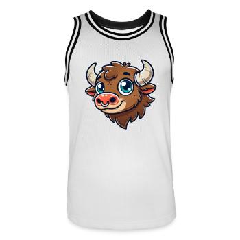Bison mâle - Maillot de basket Homme - blanc/noir - Devant - AI Model Male 185 dark (185cm)