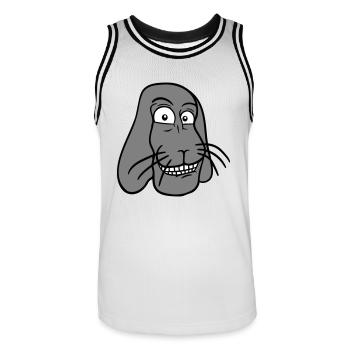Lapin Lapin Drôle Visage Grimace Sourire - Maillot de basket Homme - blanc/noir - Devant - AI Model Male 185 dark (185cm)