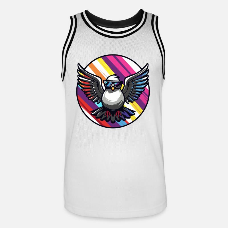 Taube Vogel Cool Comic - Männer Basketball-Trikot - Weiß/Schwarz