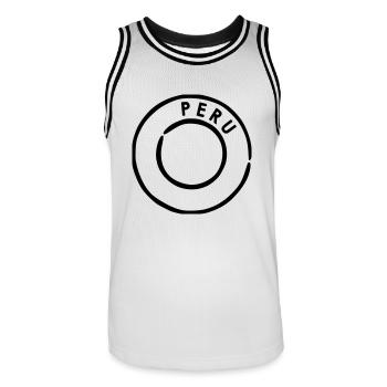 Peru - Men's Basketball Jersey - white/black - Front - AI Model Male 185 dark (185cm)