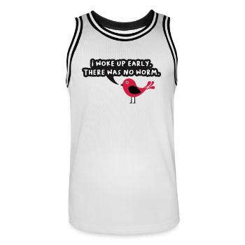 Je me suis réveillé tôt il n’y avait pas de ver Graphique - Maillot de basket Homme - blanc/noir - Devant - AI Model Male 185 dark (185cm)
