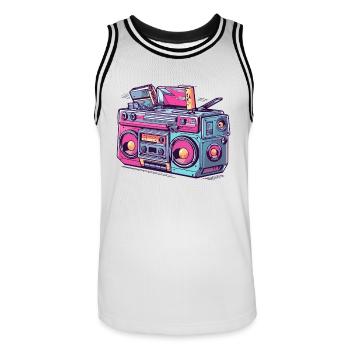 Rétro Radio Tape Cassette Vintage - Maillot de basket Homme - blanc/noir - Devant - AI Model Male 185 dark (185cm)