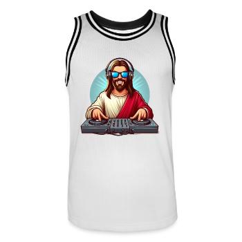 DJ Jésus - Maillot de basket Homme - blanc/noir - Devant - AI Model Male 185 dark (185cm)