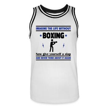Imagine a life without boxing: impossible - Men's Basketball Jersey - white/black - Front - AI Model Male 185 dark (185cm)