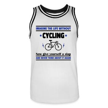 Stell dir ein Leben ohne Fahrrad vor: unvorstellba - Männer Basketball-Trikot - Weiß/Schwarz - Vorne - AI Model Male 185 dark (185cm)