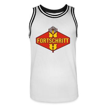 Fortschritt schwarz-rot-gold - Männer Basketball-Trikot - Weiß/Schwarz - Vorne - AI Model Male 185 dark (185cm)