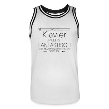 Klavier - Männer Basketball-Trikot - Weiß/Schwarz - Vorne - AI Model Male 185 dark (185cm)