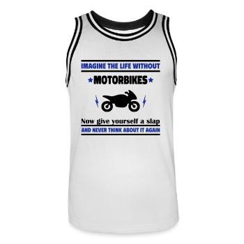 Stell dir ein Leben ohne Motorrad - Männer Basketball-Trikot - Weiß/Schwarz - Vorne - AI Model Male 185 dark (185cm)