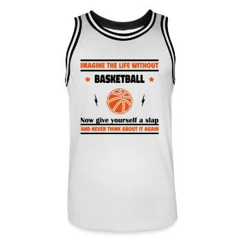 Imagine a life without basketball - Men's Basketball Jersey - white/black - Front - AI Model Male 185 dark (185cm)