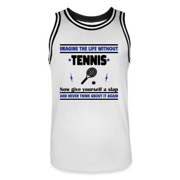 Stell dir ein Leben ohne Tennis vor - Männer Basketball-Trikot - Weiß/Schwarz - Vorne - AI Model Male 185 dark (185cm)