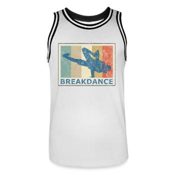 Breakdance style rétro breakdance hip hop - Maillot de basket Homme - blanc/noir - Devant - AI Model Male 185 dark (185cm)