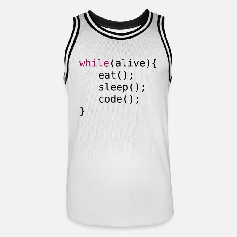 Lustiger Code Quellcode - Männer Basketball-Trikot - Weiß/Schwarz
