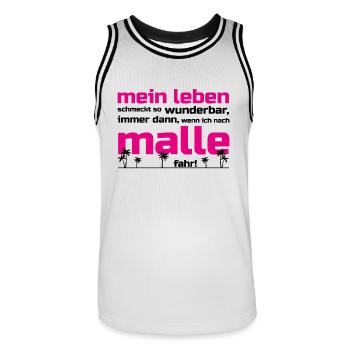 Mein Leben Malle (Schrift pink/schwarz) - Männer Basketball-Trikot - Weiß/Schwarz - Vorne - AI Model Male 185 dark (185cm)