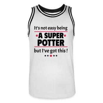 Not easy to be a super - Men's Basketball Jersey - white/black - Front - AI Model Male 185 dark (185cm)