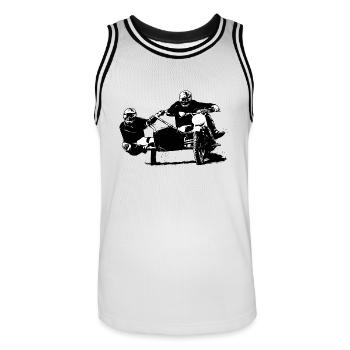 Sidecar Moto Cross - Männer Basketball-Trikot - Weiß/Schwarz - Vorne - AI Model Male 185 dark (185cm)