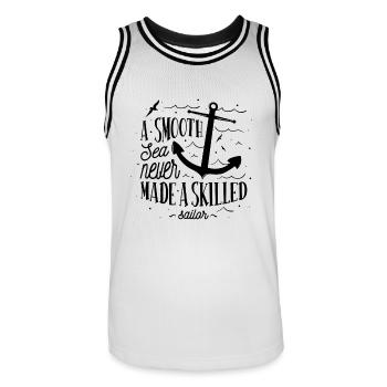 Sea Captain A Smooth Sea Never Made A Skilled - Men's Basketball Jersey - white/black - Front - AI Model Male 185 dark (185cm)