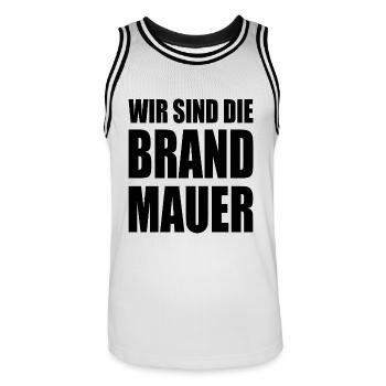 wir sind die brandmauer - Männer Basketball-Trikot - Weiß/Schwarz - Vorne - AI Model Male 185 dark (185cm)
