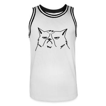 chat grincheux - Maillot de basket Homme - blanc/noir - Devant - AI Model Male 185 dark (185cm)