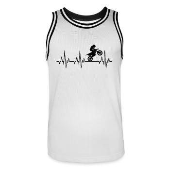Herzschlag EKG Motocross Motorrad Biker Zweirad - Männer Basketball-Trikot - Weiß/Schwarz - Vorne - AI Model Male 185 dark (185cm)