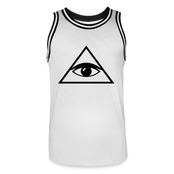 Illuminati Auge Geschenk Idee - Männer Basketball-Trikot - Weiß/Schwarz - Vorne - AI Model Male 185 dark (185cm)