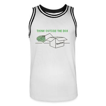 Think Outside The Box - Men's Basketball Jersey - white/black - Front - AI Model Male 185 dark (185cm)
