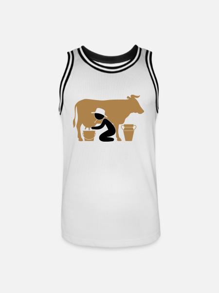 Farmer på malkning en ko - Herre basketball-trikot - hvid/sort