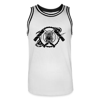 PAINTER CRAFTS WORK WORKS CONSTRUCTION PAINTER - Men's Basketball Jersey - white/black - Front - AI Model Male 185 dark (185cm)