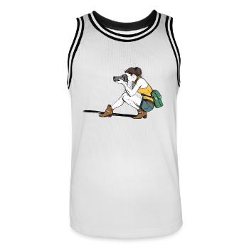 a beautiful photographer - Men's Basketball Jersey - white/black - Front - AI Model Male 185 dark (185cm)