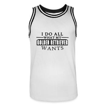Golden Retriever Dog Shirt - Maillot de basket Homme - blanc/noir - Devant - AI Model Male 185 dark (185cm)