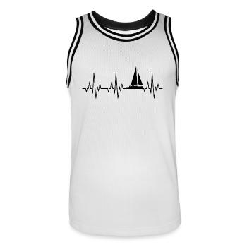Heartbeat ECG sailing sailboat sailing ship - Men's Basketball Jersey - white/black - Front - AI Model Male 185 dark (185cm)