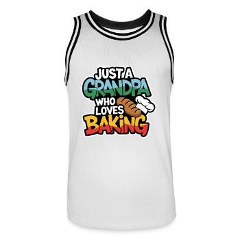 Grandpa is a baker, our grandpa likes to bake - Men's Basketball Jersey - white/black - Front - AI Model Male 185 dark (185cm)