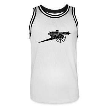 Vintage Retro Style Gatling Gun - Männer Basketball-Trikot - Weiß/Schwarz - Vorne - AI Model Male 185 dark (185cm)