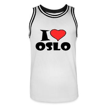 I Love Oslo - Maillot de basket Homme - blanc/noir - Devant - AI Model Male 185 dark (185cm)
