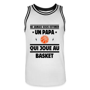 Ne jamais sous-estimer un papa basketteur - Maillot de basket Homme - blanc/noir - Devant - AI Model Male 185 dark (185cm)