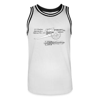 Vintage Retro Style Gatling Gun - Männer Basketball-Trikot - Weiß/Schwarz - Vorne - AI Model Male 185 dark (185cm)