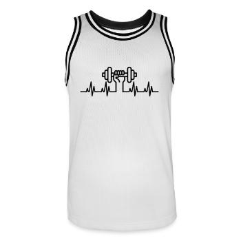 ECG bodybuilding - Men's Basketball Jersey - white/black - Front - AI Model Male 185 dark (185cm)