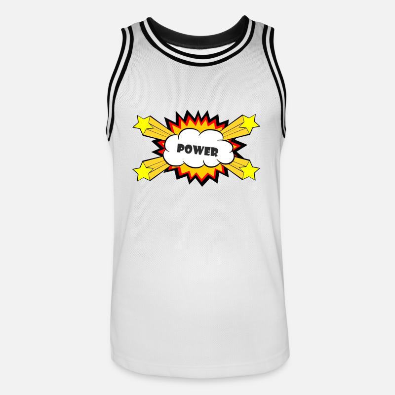 Power Comic Explosion - Männer Basketball-Trikot - Weiß/Schwarz