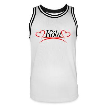 Cologne heart - Men's Basketball Jersey - white/black - Front - AI Model Male 185 dark (185cm)