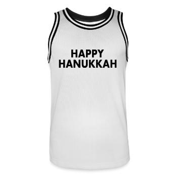HAPPY HANUKKAH - Männer Basketball-Trikot - Weiß/Schwarz - Vorne - AI Model Male 185 dark (185cm)