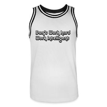 WORK INTELLIGENT - Men's Basketball Jersey - white/black - Front - AI Model Male 185 dark (185cm)