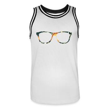 spectacles - Men's Basketball Jersey - white/black - Front - AI Model Male 185 dark (185cm)