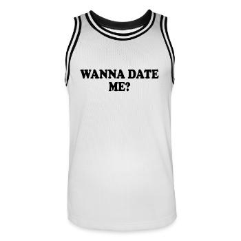 wanna date me - Männer Basketball-Trikot - Weiß/Schwarz - Vorne - AI Model Male 185 dark (185cm)