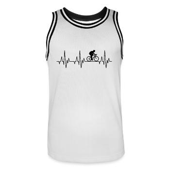 Herzschlag EKG Fahrrad Radsport Zweirad Sport - Männer Basketball-Trikot - Weiß/Schwarz - Vorne - AI Model Male 185 dark (185cm)