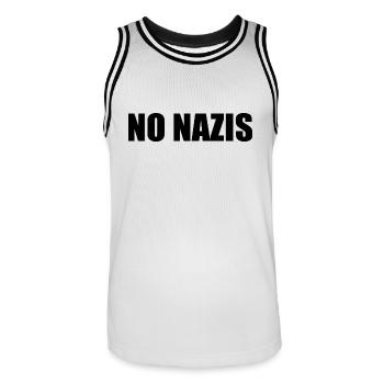 No nazis - Männer Basketball-Trikot - Weiß/Schwarz - Vorne - AI Model Male 185 dark (185cm)
