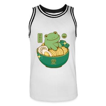 Kawaii Ramen Frosch - Männer Basketball-Trikot - Weiß/Schwarz - Vorne - AI Model Male 185 dark (185cm)