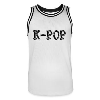K-POP - Maillot de basket Homme - blanc/noir - Devant - AI Model Male 185 dark (185cm)