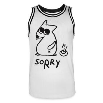 Oops... Sorry! Sketchy Dog Humor - Men's Basketball Jersey - white/black - Front - AI Model Male 185 dark (185cm)