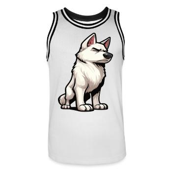 Chiens bergers blancs bergers - Maillot de basket Homme - blanc/noir - Devant - AI Model Male 185 dark (185cm)